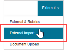 The External Import menu option is the second option in the External menu.